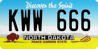 ND license plate KWW666