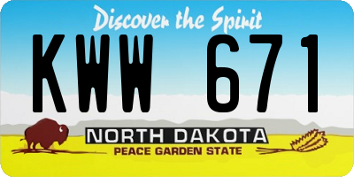 ND license plate KWW671