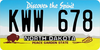 ND license plate KWW678