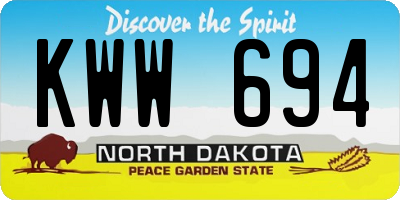 ND license plate KWW694