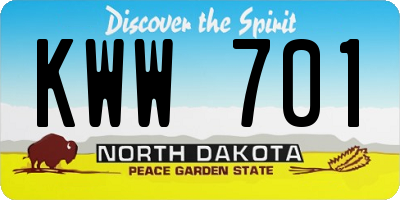 ND license plate KWW701