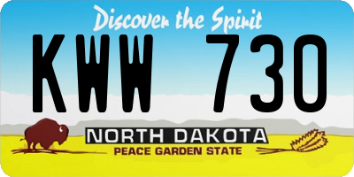 ND license plate KWW730