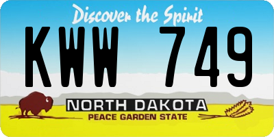 ND license plate KWW749