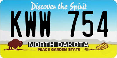 ND license plate KWW754
