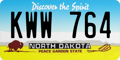 ND license plate KWW764