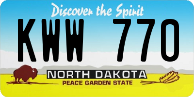 ND license plate KWW770
