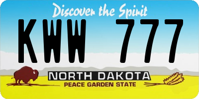 ND license plate KWW777
