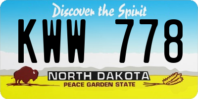 ND license plate KWW778