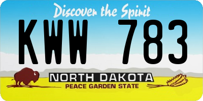 ND license plate KWW783