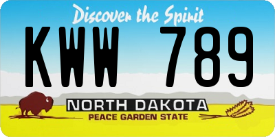 ND license plate KWW789