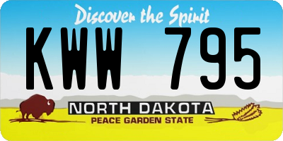 ND license plate KWW795