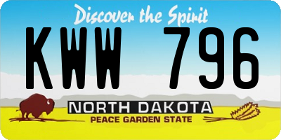 ND license plate KWW796