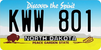 ND license plate KWW801