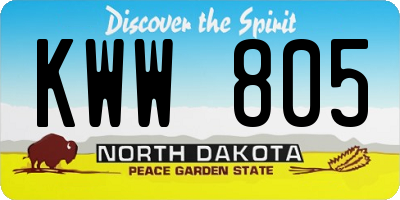 ND license plate KWW805