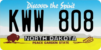 ND license plate KWW808