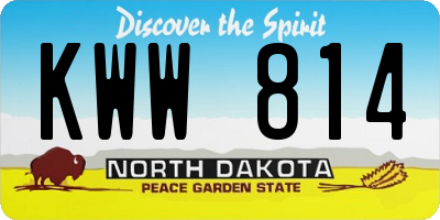 ND license plate KWW814