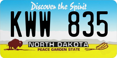 ND license plate KWW835