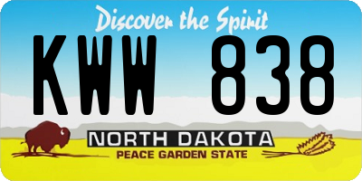 ND license plate KWW838