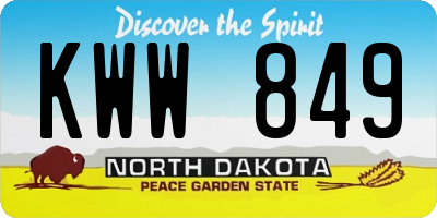 ND license plate KWW849