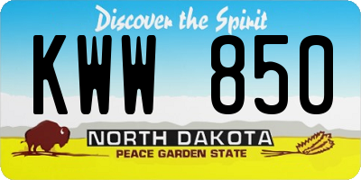 ND license plate KWW850