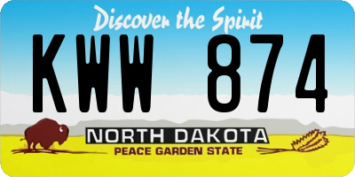 ND license plate KWW874