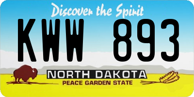 ND license plate KWW893