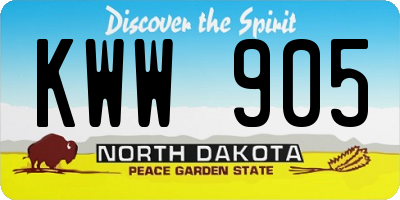 ND license plate KWW905