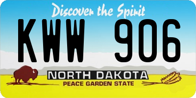 ND license plate KWW906