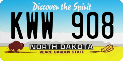 ND license plate KWW908