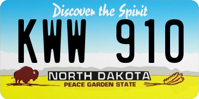 ND license plate KWW910