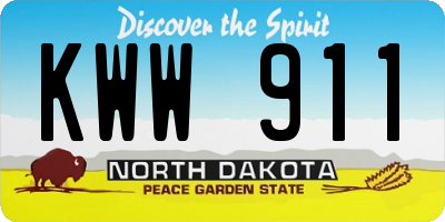 ND license plate KWW911