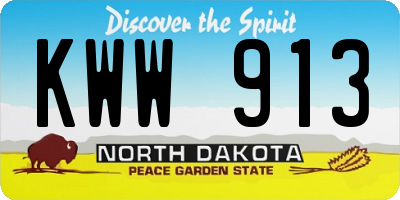 ND license plate KWW913