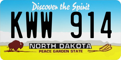 ND license plate KWW914