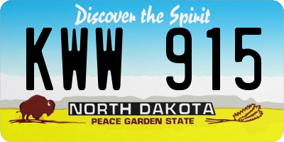 ND license plate KWW915