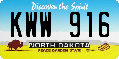 ND license plate KWW916