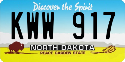 ND license plate KWW917