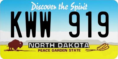 ND license plate KWW919