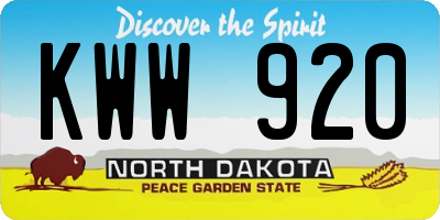 ND license plate KWW920