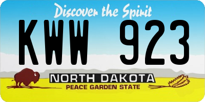 ND license plate KWW923