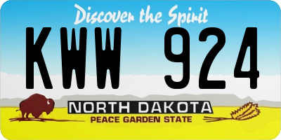 ND license plate KWW924