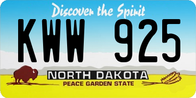 ND license plate KWW925