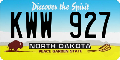 ND license plate KWW927