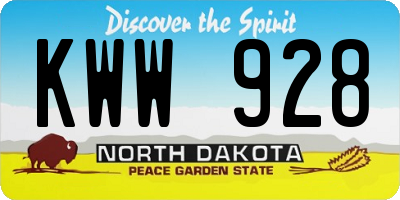 ND license plate KWW928