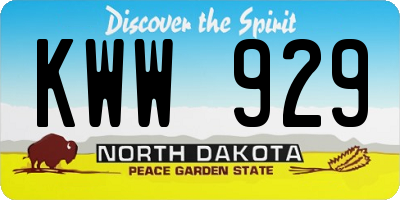 ND license plate KWW929