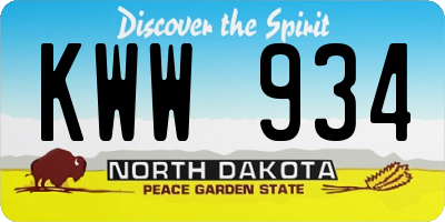 ND license plate KWW934