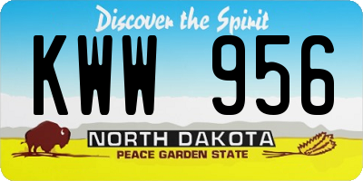 ND license plate KWW956