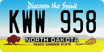 ND license plate KWW958