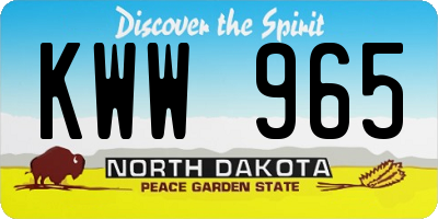 ND license plate KWW965