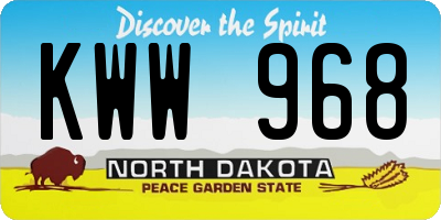 ND license plate KWW968