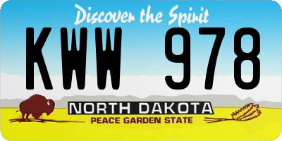 ND license plate KWW978